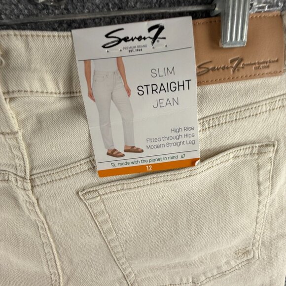 NWT Seven7 Jeans Slim Straight Ivory High Rise Denim Pants Fitted Hips Ladies - Picture 14 of 16